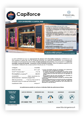 Fiche produit de la SCPI Capiforce de FIDUCIAL Gérance