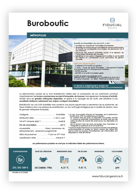 Fiche produit SCPI Buroboutic de FIDUCIAL Gérance