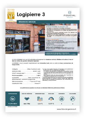 Fiche produit de la SCPI Logipierre 3 de FIDUCIAL Gérance