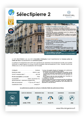Fiche produit de la SCPI Sélectipierre 2 de FIDUCIAL Férance