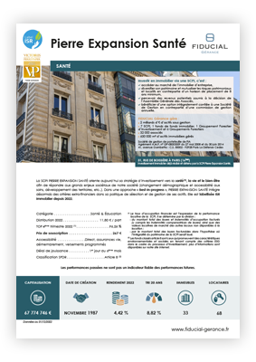 Fiche produit de la SCPI Pierre Expansion Santé de FIDUCIAL Gérance